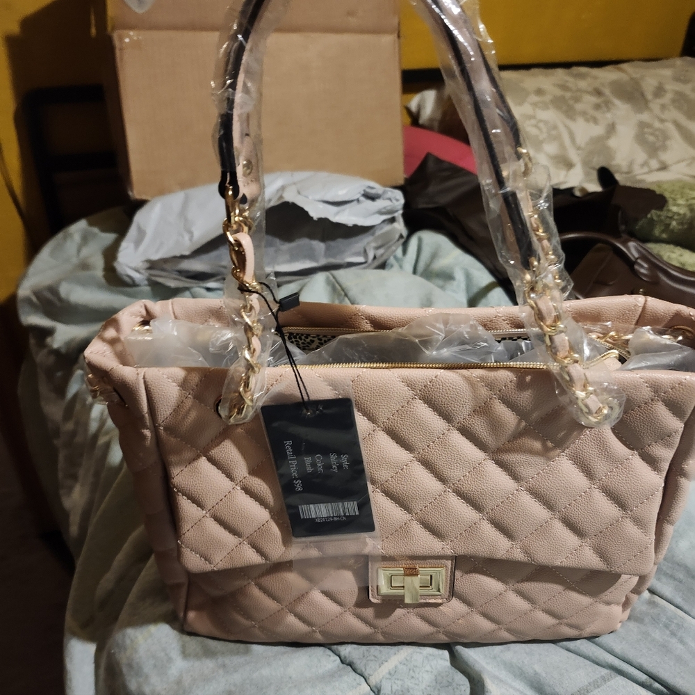 Elegant Quilted Pink Handbag